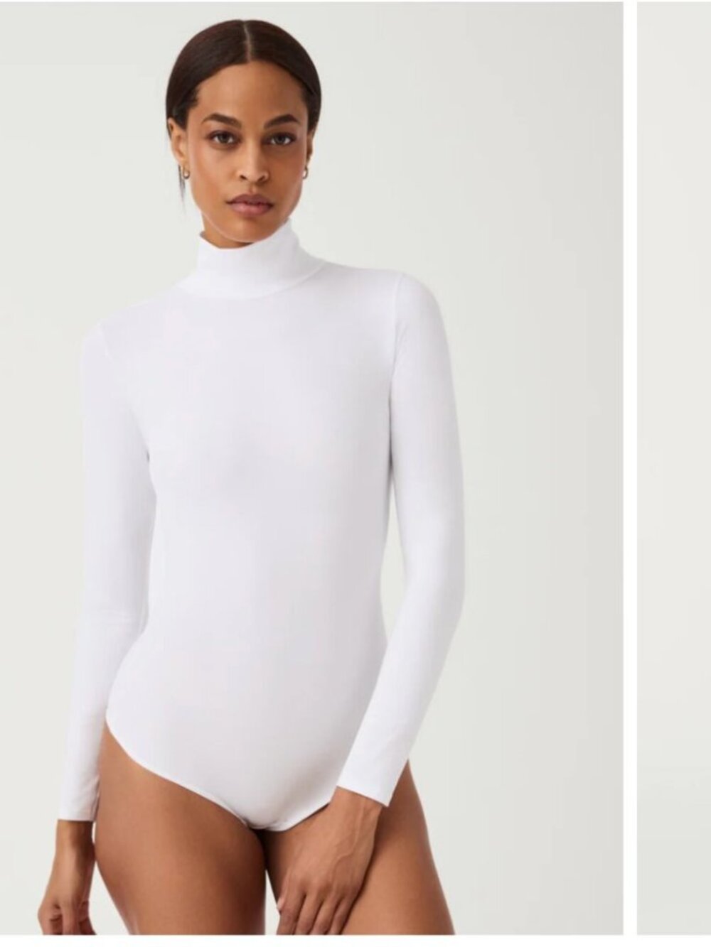 SPANX White Turtleneck Bodysuit Long Sleeve Shapewear Top Womens Size S/P